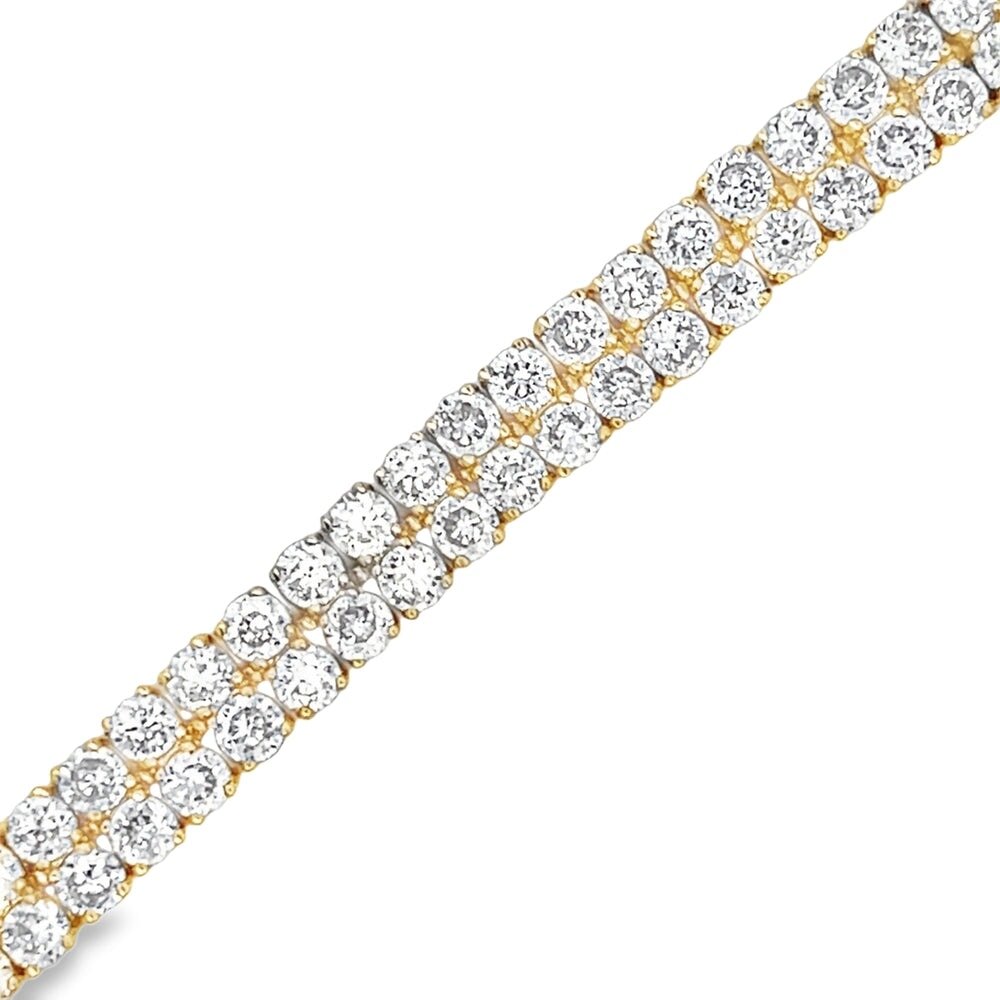 Gold 2 Row CZ Hip Hop Tennis Bracelet HipHopBling