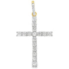 Gold 3MM CZ Tennis Cross Pendant .925 Sterling Silver HipHopBling
