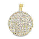 Gold Circle Pie CZ Iced Out Pendant .925 Sterling Silver HipHopBling