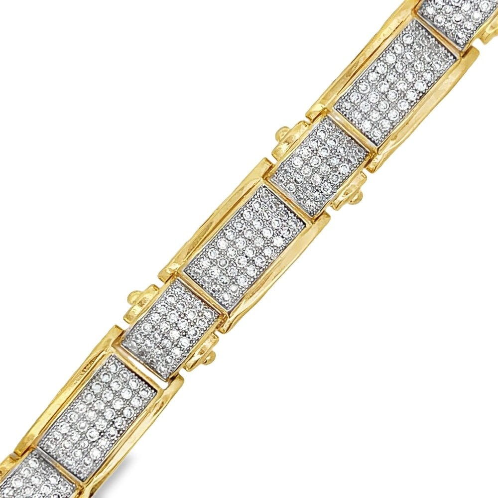 Gold Domed CZ Hip Hop Bracelet HipHopBling