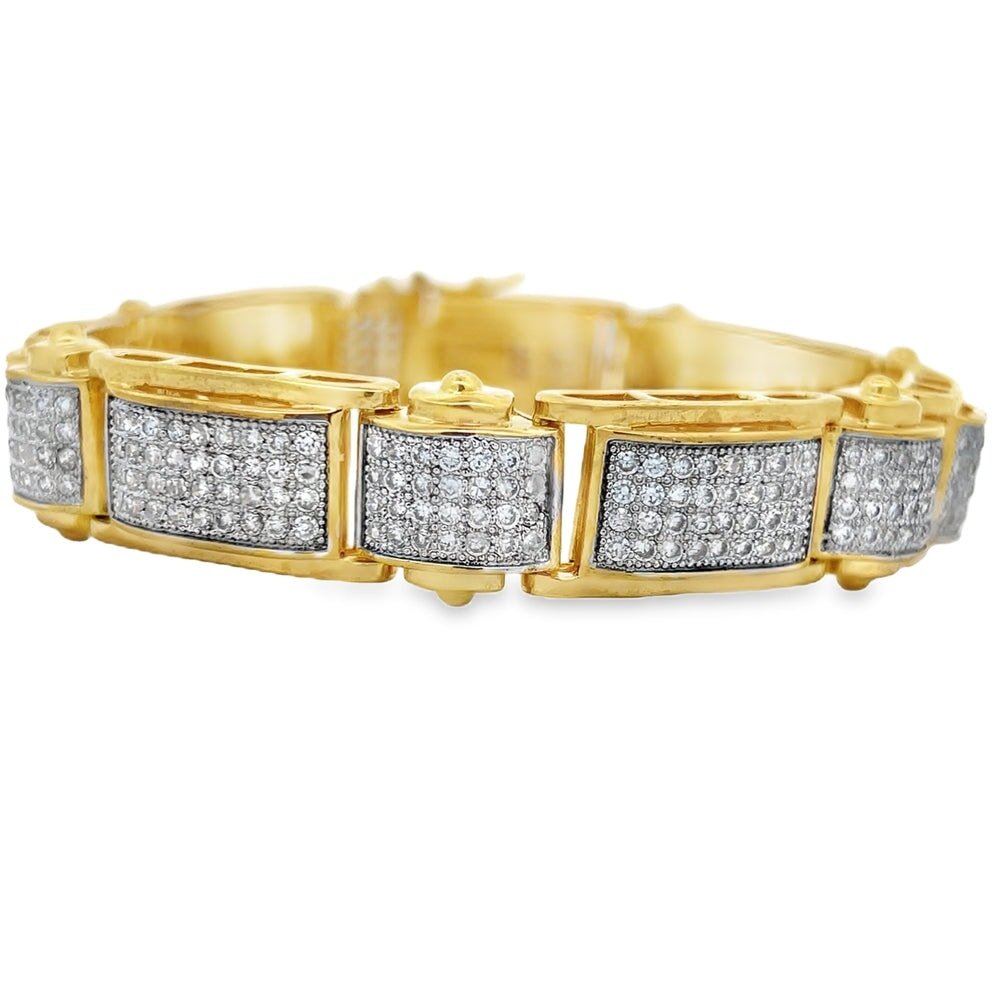 Gold Domed CZ Hip Hop Bracelet HipHopBling