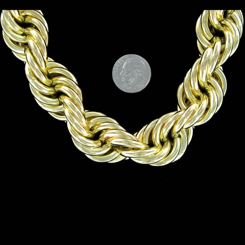 Gold Dookie Rope Chain Hip Hop 80's Style Necklace 20MM 30" HipHopBling