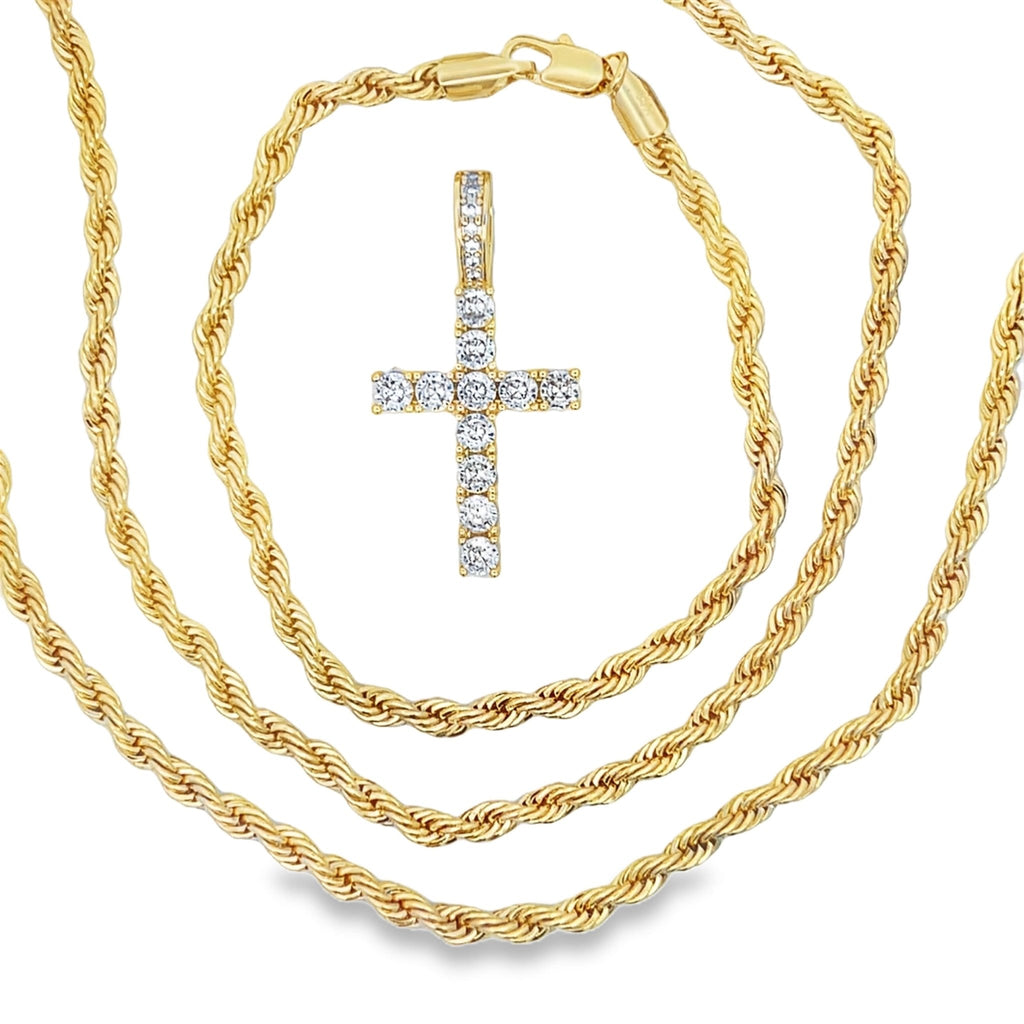 Gold French Rope Chain & Bracelet Bundle HipHopBling