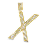 Gold Large Block Initial Letter CZ Iced Out Pendant X HipHopBling