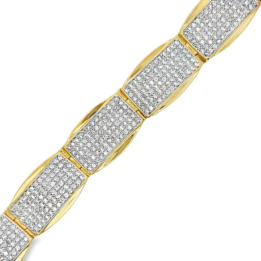 Gold Oval Rectangle CZ Hip Hop Bracelet HipHopBling