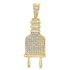 Gold Power Plug CZ Iced Out Pendant HipHopBling