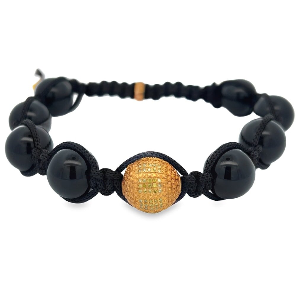 Gold Yellow Diamond Disco Ball Bracelet .925 Sterling Silver HipHopBling