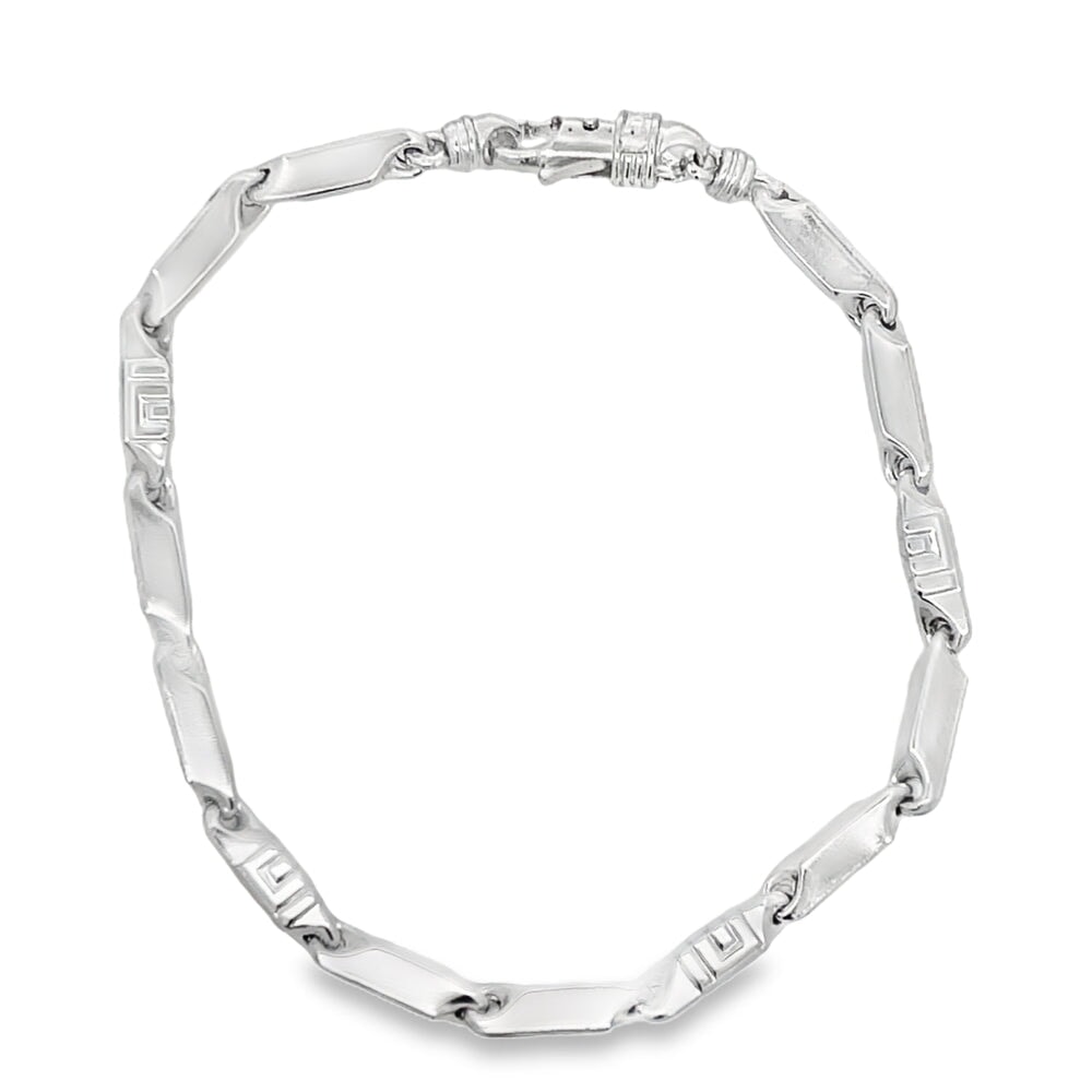 Greek Bars Link Bracelet .925 Sterling Silver HipHopBling