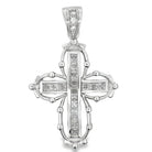 Halo Princess Cross CZ Pendant .925 Sterling Silver HipHopBling