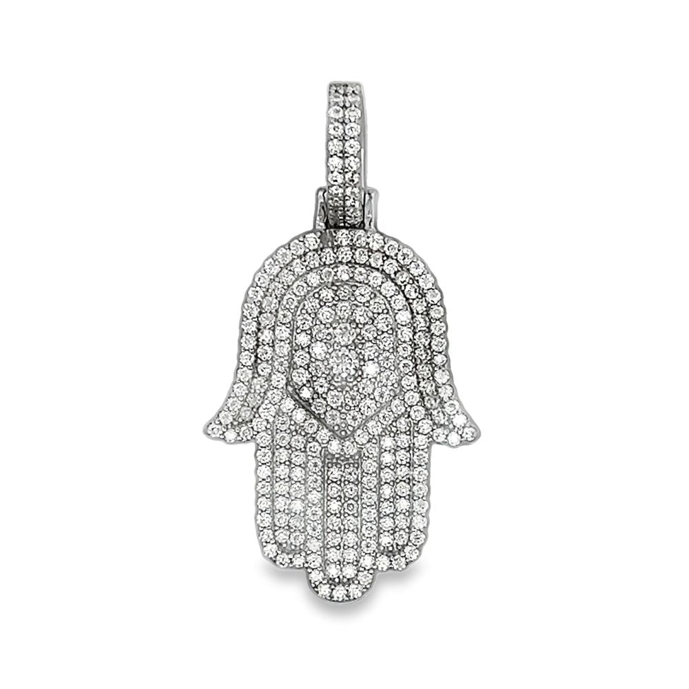 Hamsa 2.35cttw Iced Out Moissanite Pendant .925 Sterling Silver HipHopBling