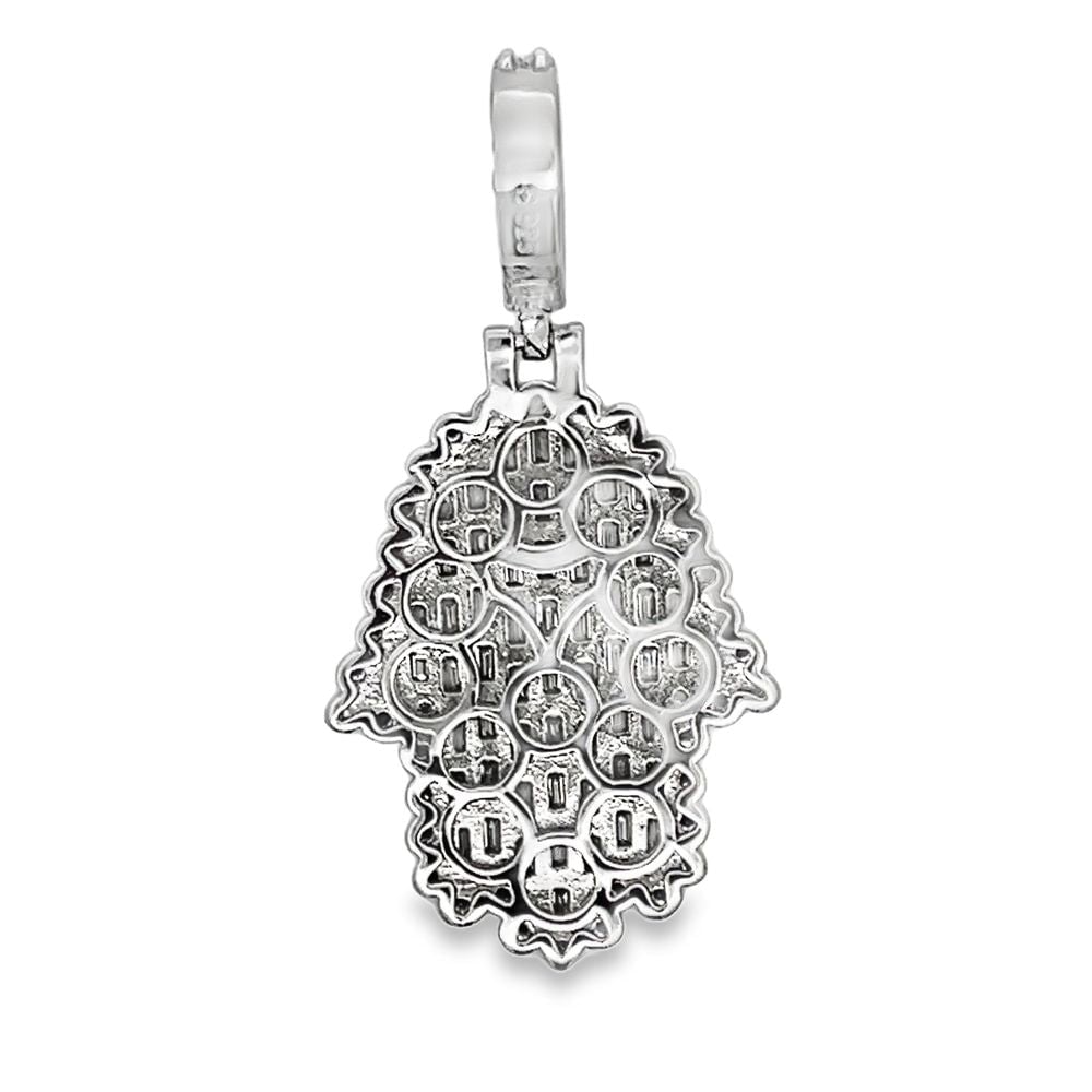 Hamsa Emerald Cut Iced Out Moissanite Pendant .925 Sterling Silver HipHopBling