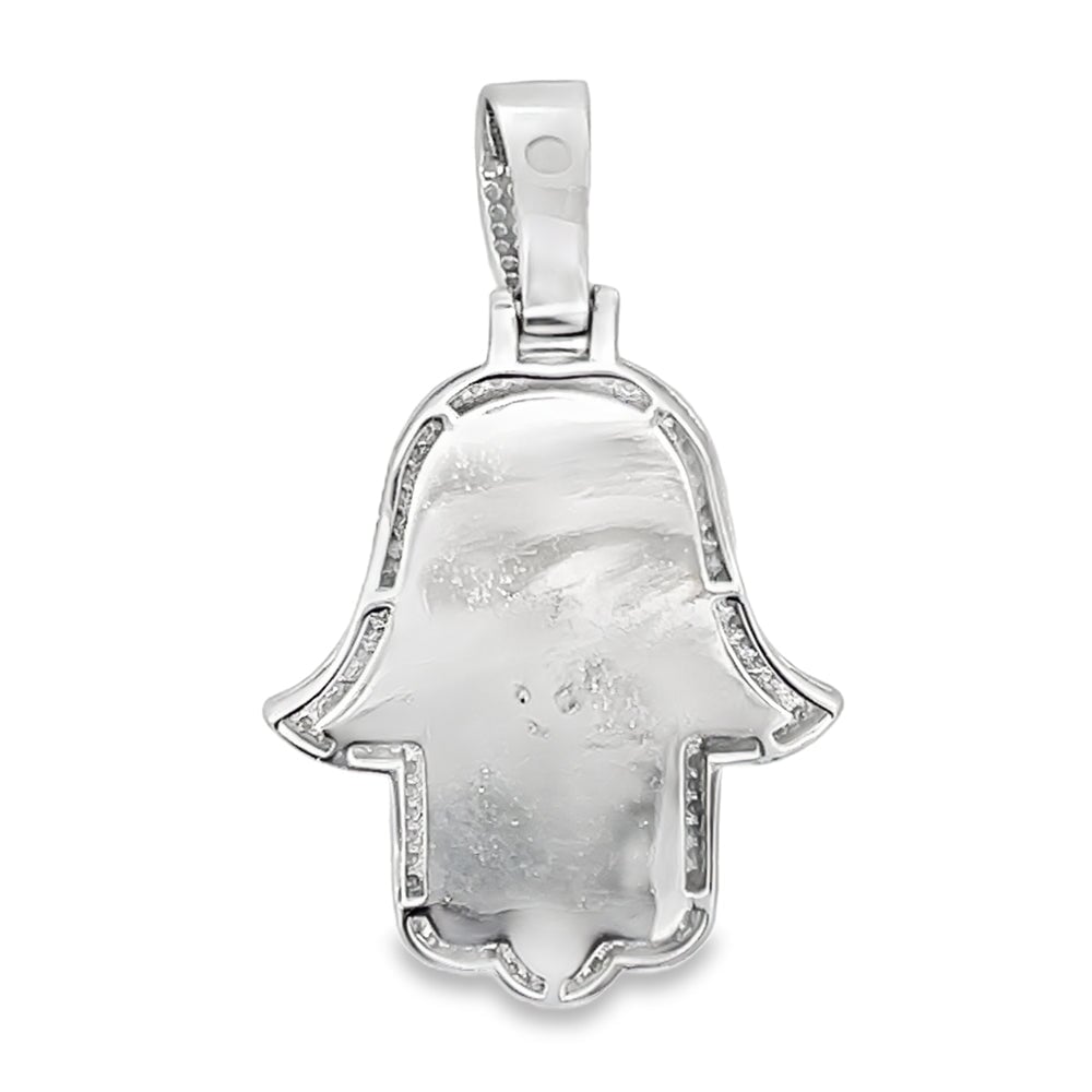Hamsa Iced Out Moissanite Pendant .925 Sterling Silver HipHopBling