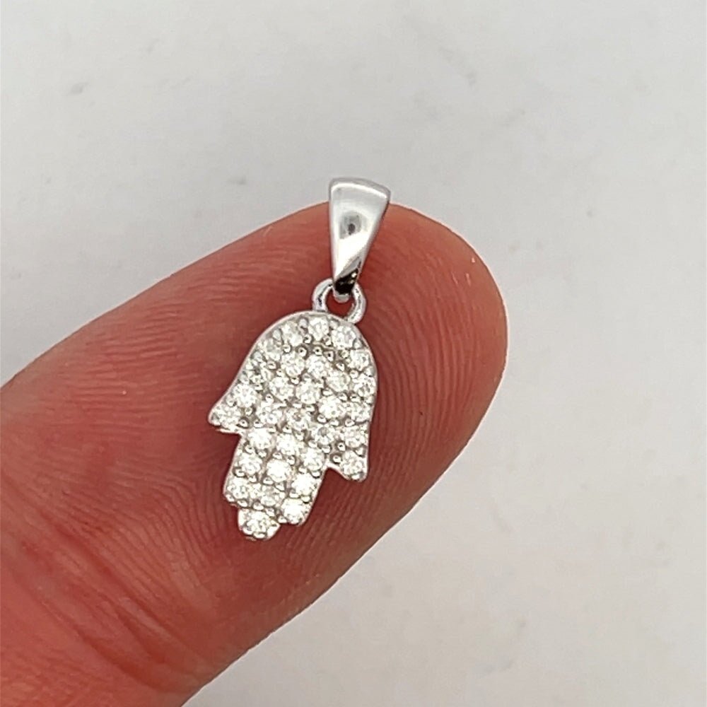 Hamsa Nano Iced Out Moissanite Pendant .925 Sterling Silver HipHopBling