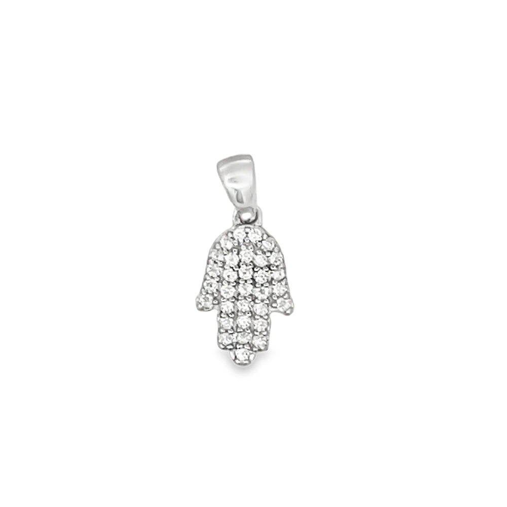 Hamsa Nano Iced Out Moissanite Pendant .925 Sterling Silver HipHopBling