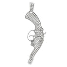 Handgun Revolver CZ Pendant .925 Sterling Silver HipHopBling