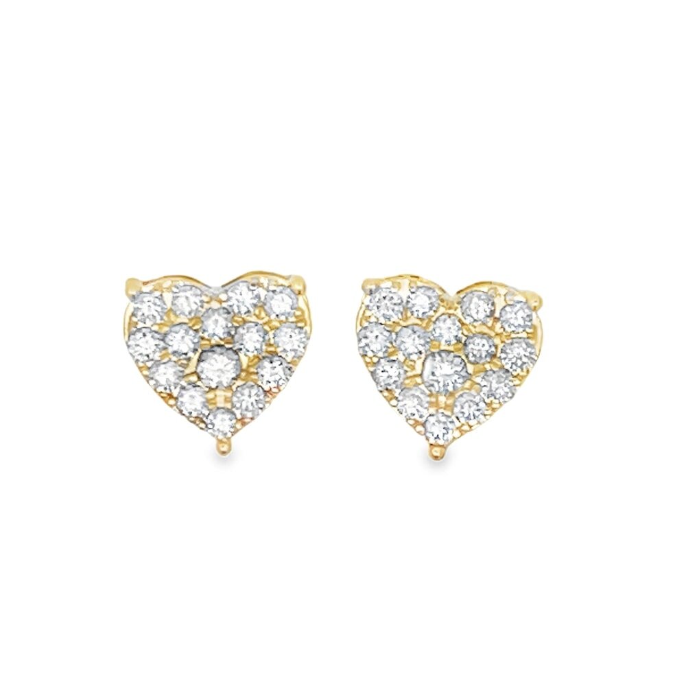 Heart Diamond Earrings 1.00cttw 14K Yellow Gold HipHopBling