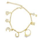 Heart Moon & Star Charm Bracelet .925 Sterling Silver Gold HipHopBling