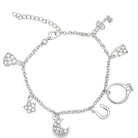 Heart Moon & Star Charm Bracelet .925 Sterling Silver Silver HipHopBling