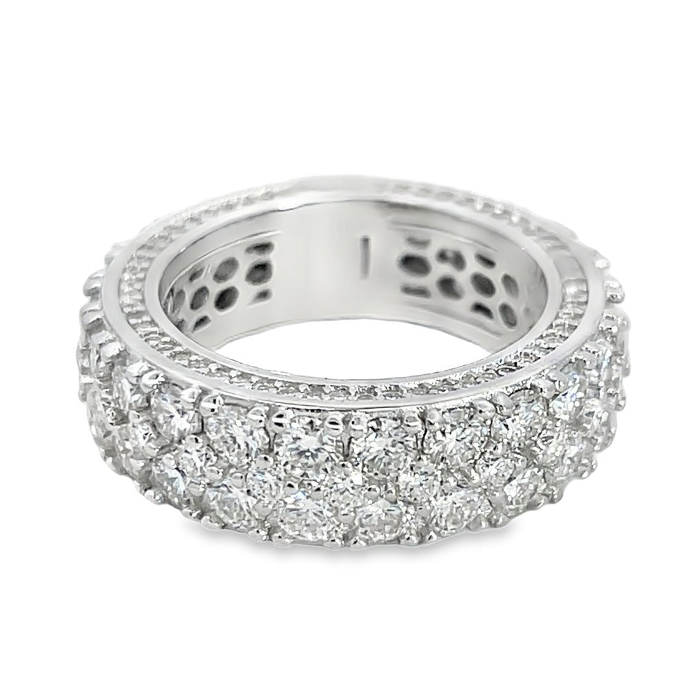 Honeycomb 3D Eternity Iced Out VVS Moissanite Ring .925 Silver 7 HipHopBling