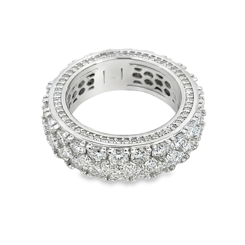 Honeycomb 3D Eternity Iced Out VVS Moissanite Ring .925 Silver 7 HipHopBling
