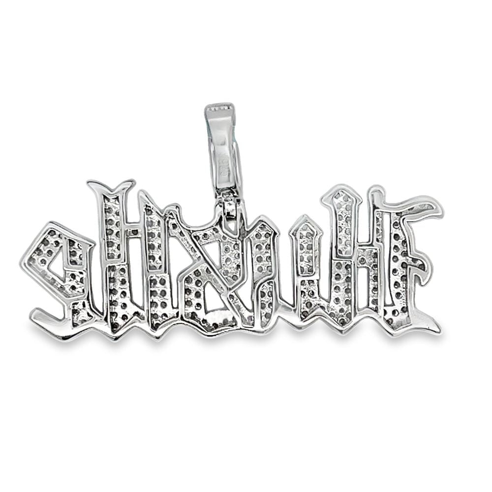Hustle Iced Out Moissanite Pendant .925 Sterling Silver HipHopBling