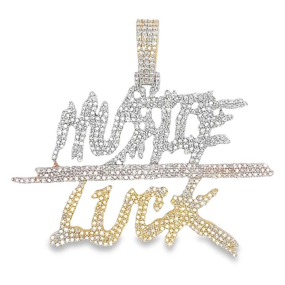 Hustle Luck 3.50cttw Diamond Pendant 3 Tone 10K Gold HipHopBling