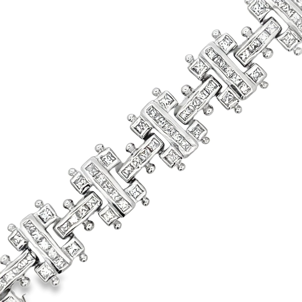 I Bars Princess CZ Iced Out Bracelet .925 Sterling Silver HipHopBling
