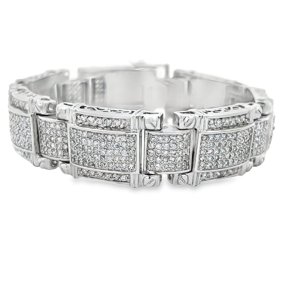 Icey Links CZ Iced Out Bracelet .925 Sterling Silver HipHopBling