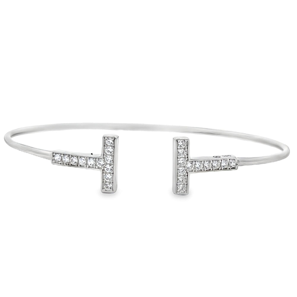 Initial T CZ Bracelet .925 Sterling Silver Silver HipHopBling