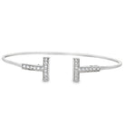 Initial T CZ Bracelet .925 Sterling Silver Silver HipHopBling