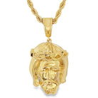 Jesus Crown Of Thorns Gold Pendant & Free Chain HipHopBling