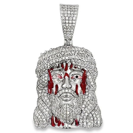 HUGE Hip Hop Jesus Head Pendant - Solid 925 Sterling Silver With CZ Iced Out Bling 2 thumbnail image