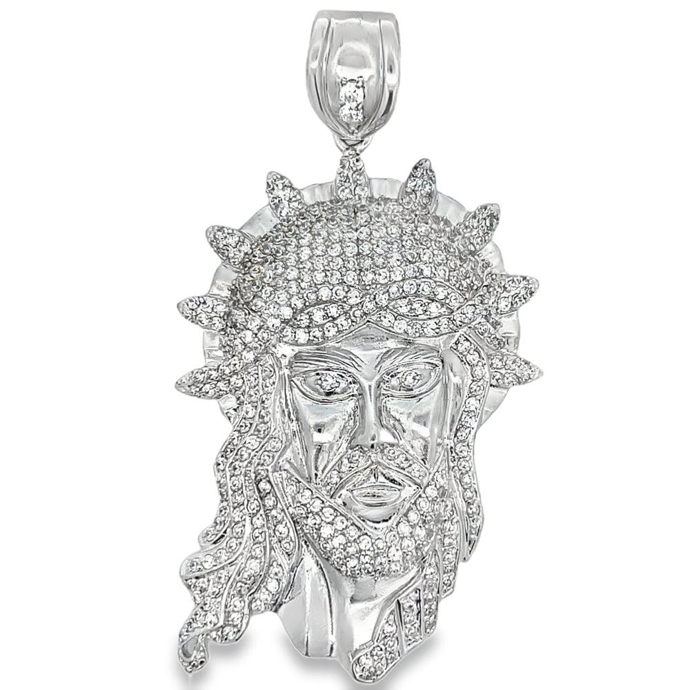 Jesus Face CZ Halo Iced Out Pendant HipHopBling