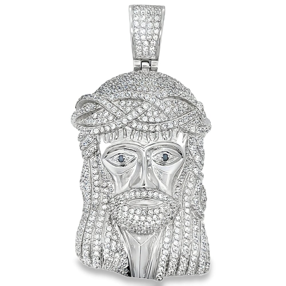 Jesus Piece CZ Iced Out Pendant Stainless Steel HipHopBling
