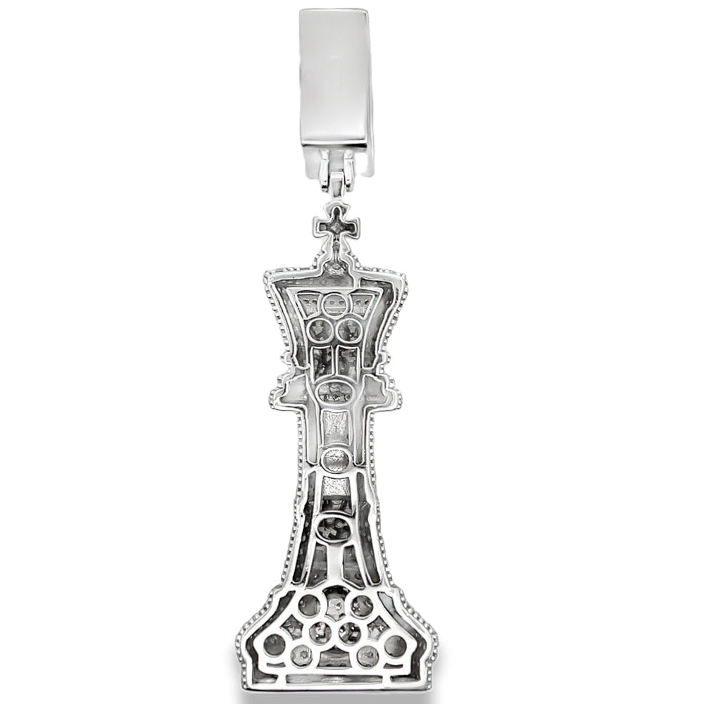 KING Chess Piece Baguette Iced Moissanite Pendant .925 Sterling Silver HipHopBling