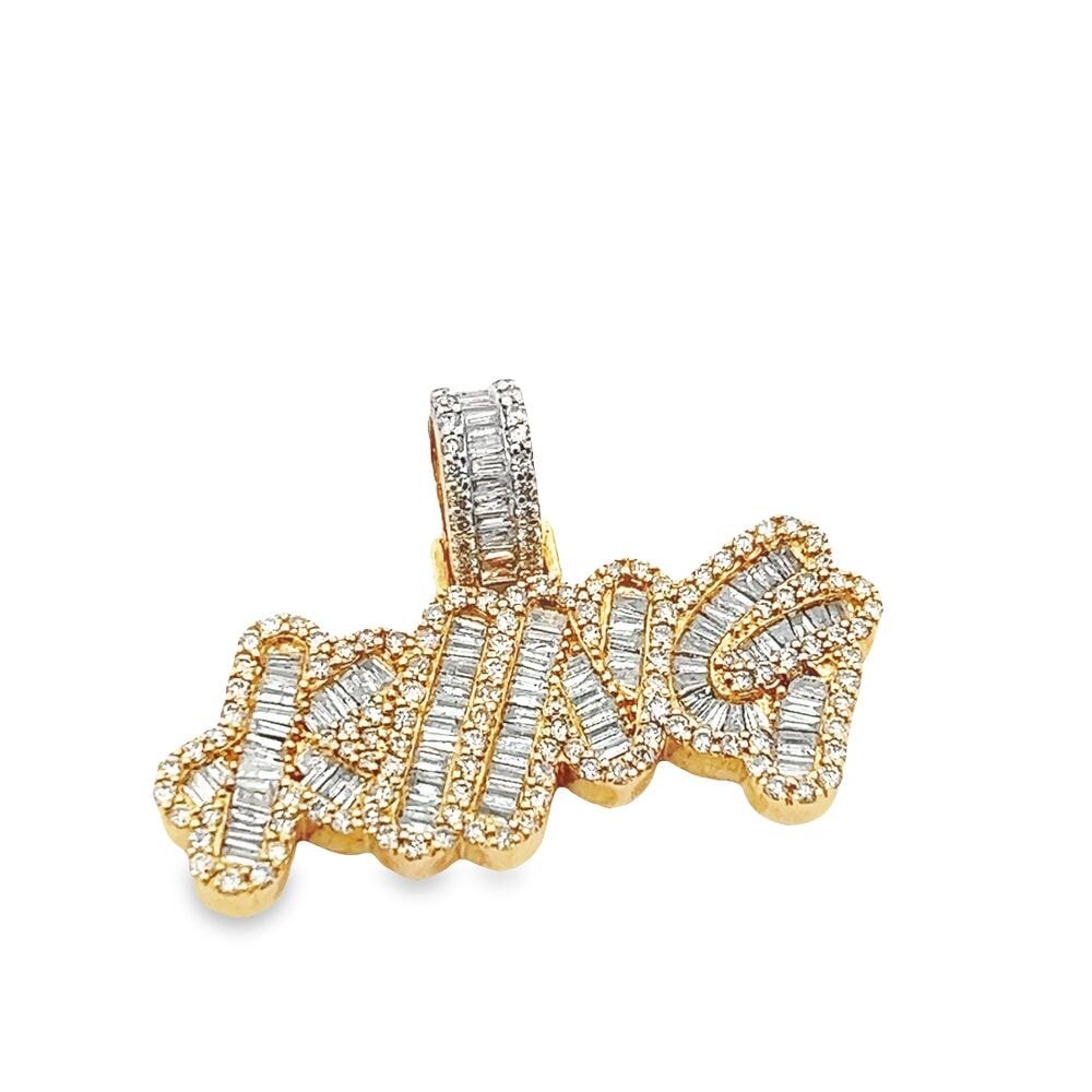 KING Graffiti Diamond Pendant 3.03cttw 10K Yellow Gold HipHopBling