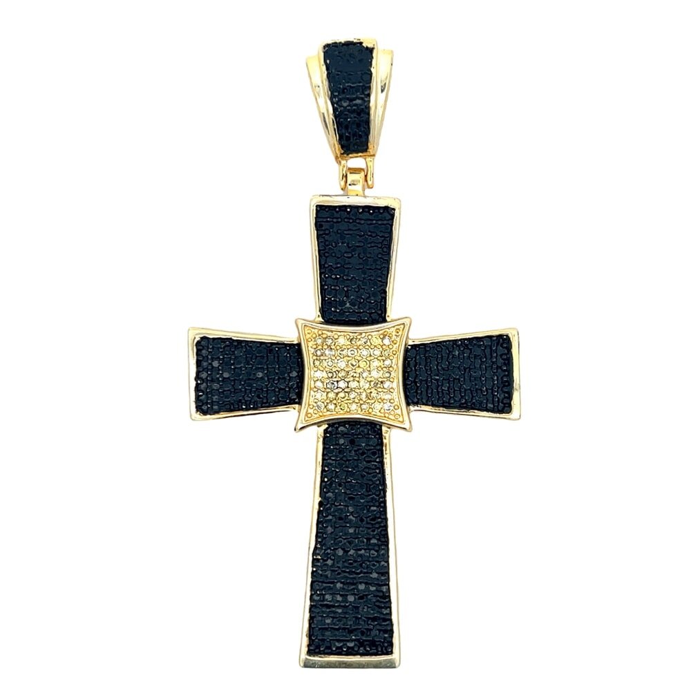 Kite Cross CZ Iced Out Pendant Black HipHopBling