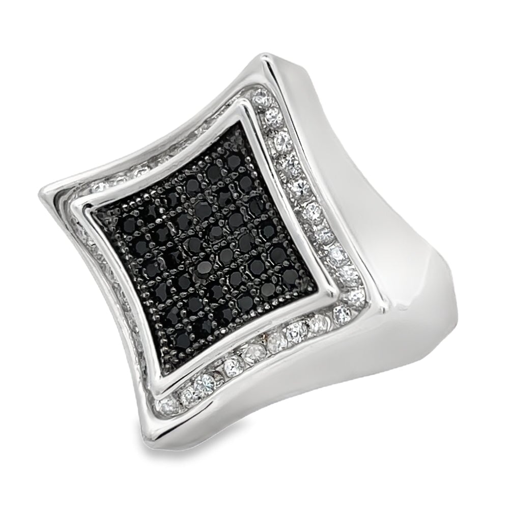 Kite Halo Black & White CZ Ring .925 Sterling Silver 8 HipHopBling
