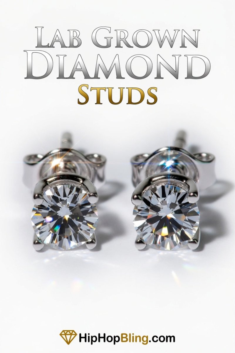 Lab Grown Diamond Stud Earrings .925 Sterling Silver Screw Back 4MM (.50-60 Carats) HipHopBling