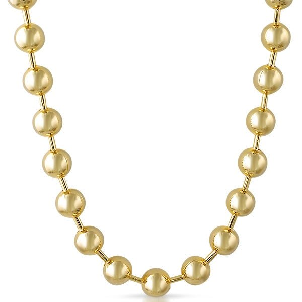 Large 12MM Bead Chain Necklace Gold 30" HipHopBling