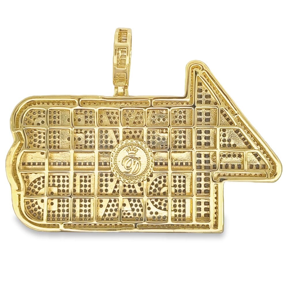 Large 4 Ever Paid VVS CZ Hip Hop Iced Out Pendant Yellow Gold HipHopBling