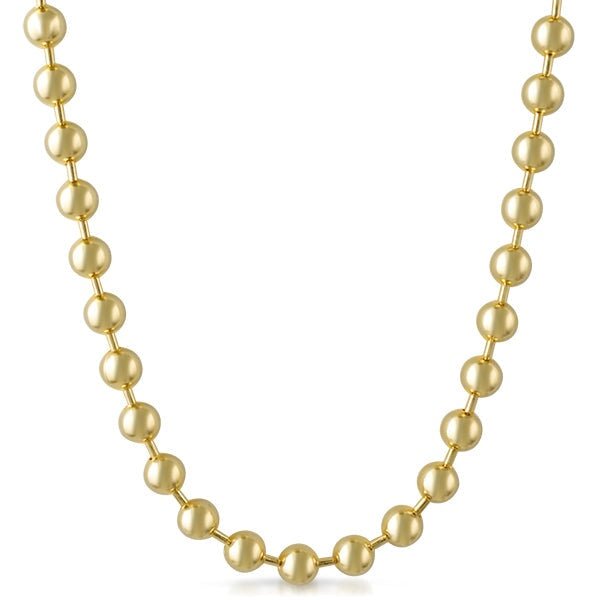 Large 8MM Bead Chain Necklace Gold 30" HipHopBling