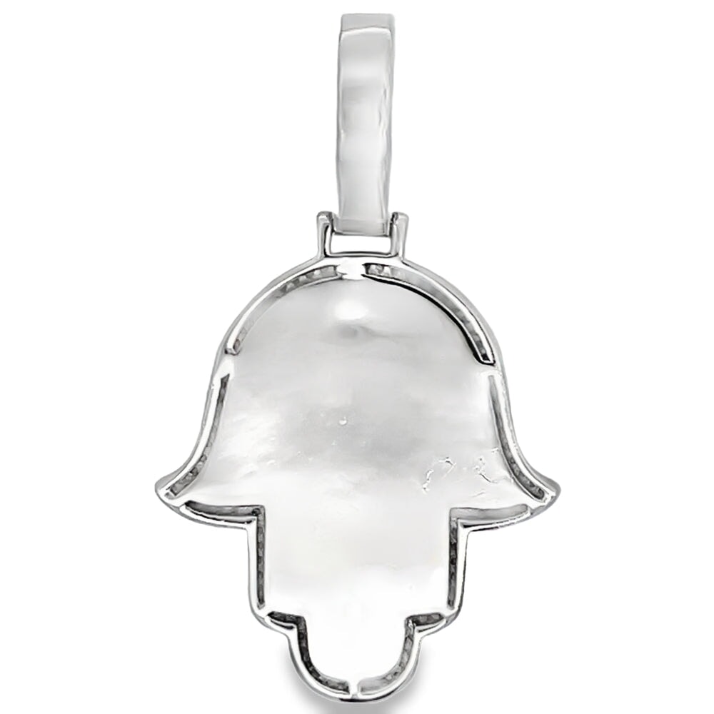 Large Baguette Hamsa Iced Out Moissanite Pendant .925 Sterling Silver HipHopBling