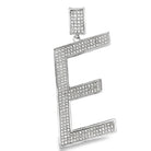 Large Block Initial Letter White CZ Iced Out Pendant E HipHopBling