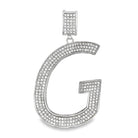 Large Block Initial Letter White CZ Iced Out Pendant G HipHopBling