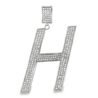 Large Block Initial Letter White CZ Iced Out Pendant H HipHopBling
