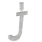Large Block Initial Letter White CZ Iced Out Pendant J HipHopBling