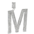 Large Block Initial Letter White CZ Iced Out Pendant M HipHopBling