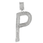 Large Block Initial Letter White CZ Iced Out Pendant P HipHopBling