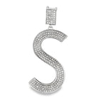 Large Block Initial Letter White CZ Iced Out Pendant S HipHopBling